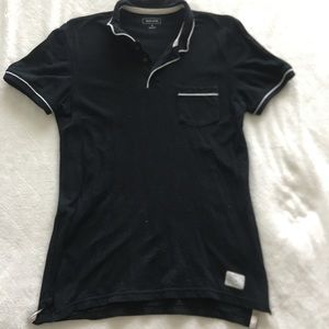 Adam Levine medium black poloshirt with white contrast borders